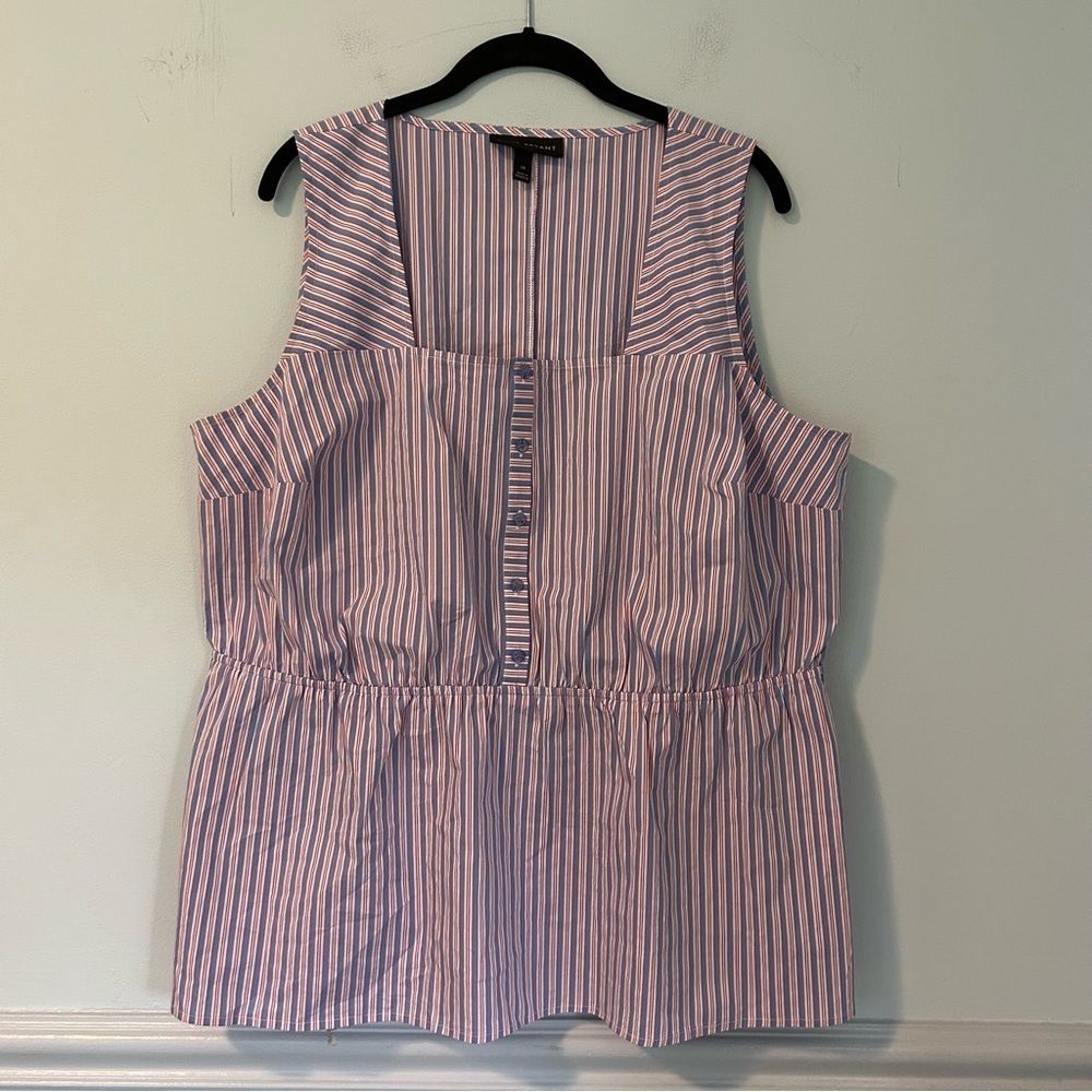 Lane Bryant Red & Blue Stripe Sleeveless Blouse Size 18